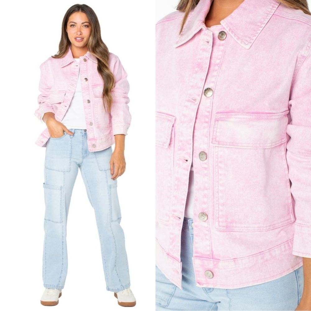 Celebrity Pink Oversized Denim Jacket Size Large